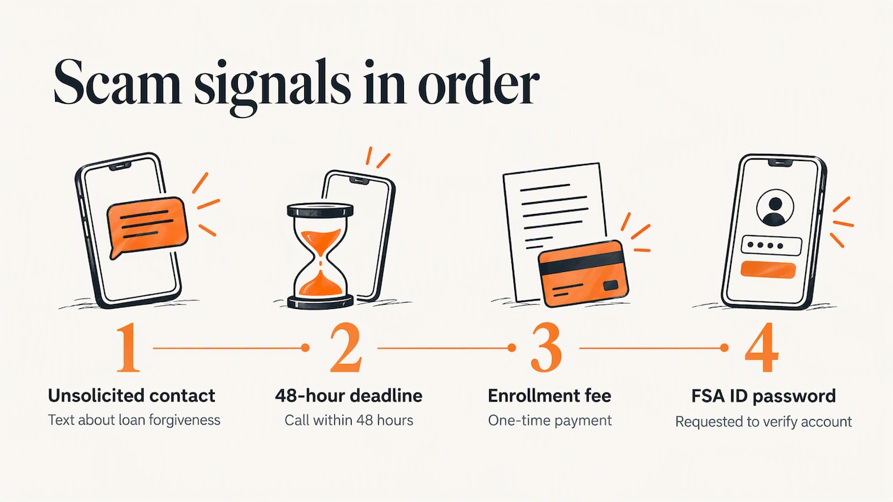 Four warning signs in a scam conversation