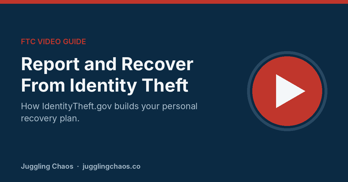 How IdentityTheft.gov Helps You Report and Recover From Identity Theft (FTC Video Guide) How IdentityTheft.gov Helps You Report and Recover From Identity Theft (FTC Video Guide)